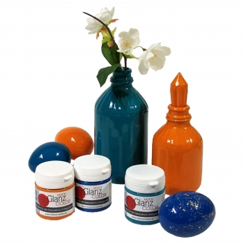 Glanz Color Set, Orange, Blau, Türkis - 3x50ml, Hochglanz Farbe für alle Dekorationsuntergründe